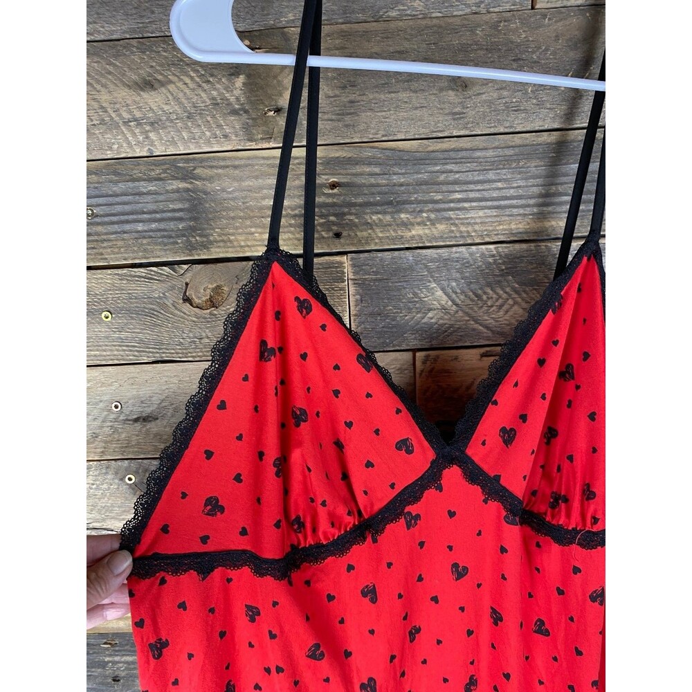 Secret Treasures Sleepwear Women's Plus Sz 2X Red Heart Print Black Lace Trim - Picture 2 of 11
